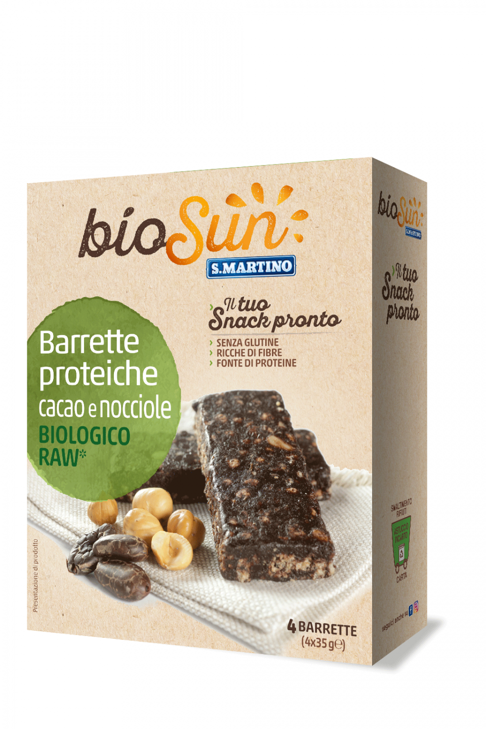 Barrette proteiche Cacao e Nocciole Bio 140g